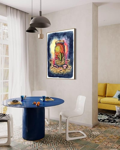 لوحة كانفاس فنية جريئة بألوان زاهية تضيف طابع عصري...