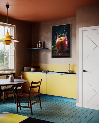 لوحة كانفاس تفاحة حمراء بتصميم فني كلاسيك للمطبخ