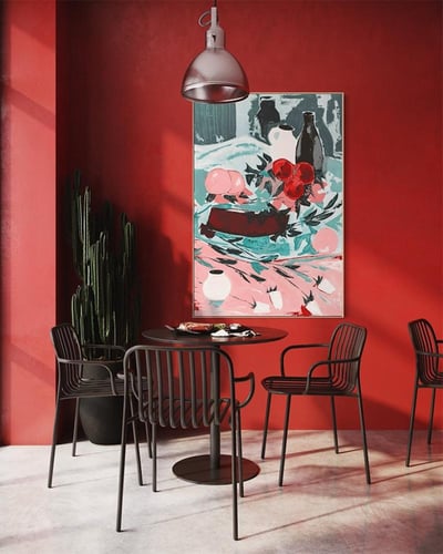 لوحة كانفاس طعام بتصميم تجريدي عصري للمطبخ