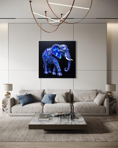 لوحة كانفاس فيل بتصميم نيون عصري يضيف لمسة فنية جر...