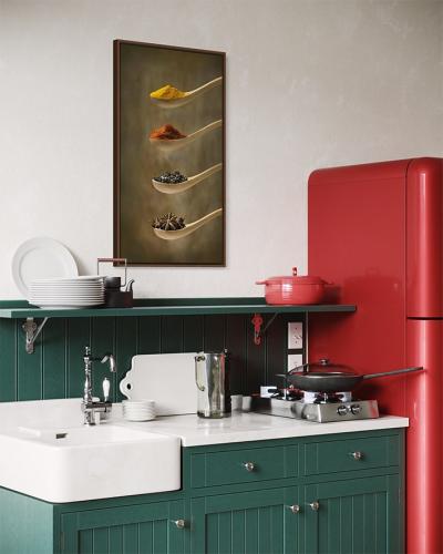 لوحة كانفاس ملاعق بهارات بتصميم أنيق للمطبخ