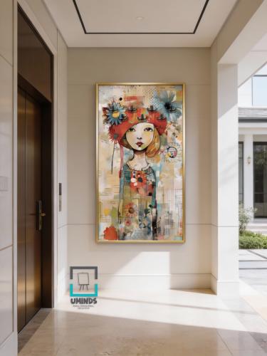 لوحة كانفاس لتعليق العباية – تصميم عصري لبنت