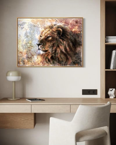 لوحة كانفاس وجه أسد بتصميم فني فاخر يعكس القوة