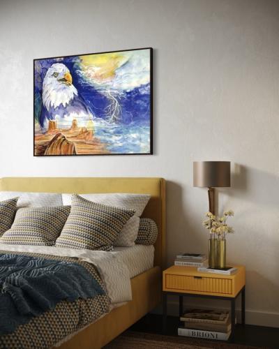 لوحة كانفاس نسر جبلي بتصميم فني يعكس القوة والحرية