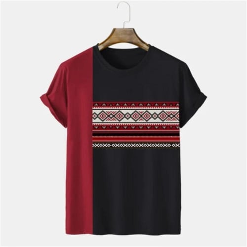خمر الطوطم الجرافيك المطبوعة تي شيرت للرجال الصيف...