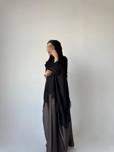 عباية ريل كريب وحرير نص بشت