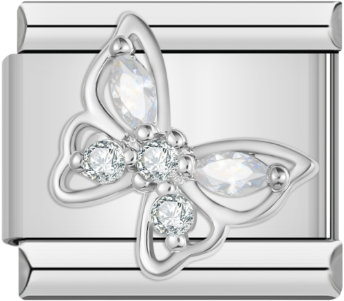 تشارمز فضي فراشة بكرستال