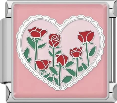 تشارمز فضي قلب وردي داخلة ورود