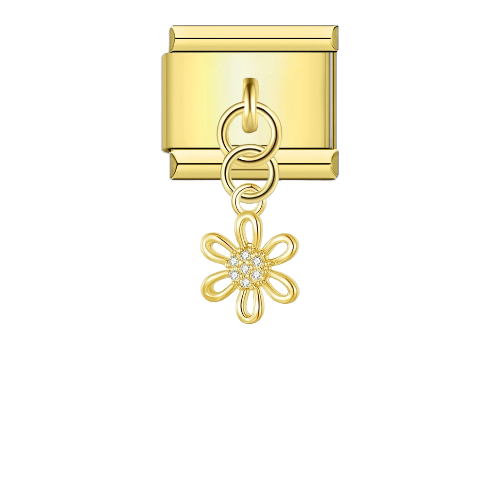 Golden hanging daisy charm
