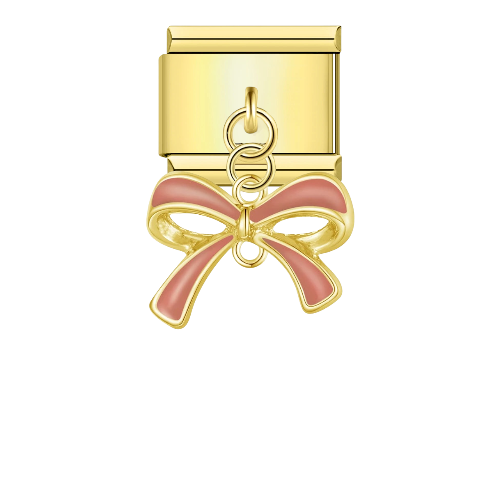 تشارمز معلق ذهبي فيونكة وردية