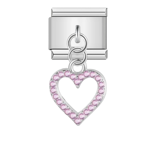 تشارمز معلق قلب بكرستالات وردية