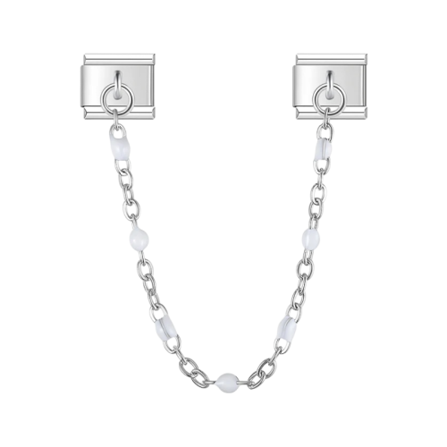 تشارمز فضي مزدوج سلسلة بكرات بيضاء صغيرة