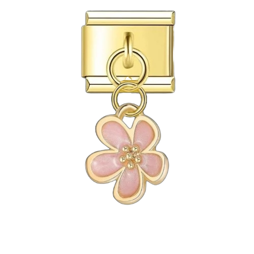 تشارمز ذهبي معلق وردة وردية