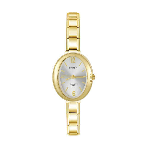 ساعة Viva باللون الذهبي بواجهة بيضاوية