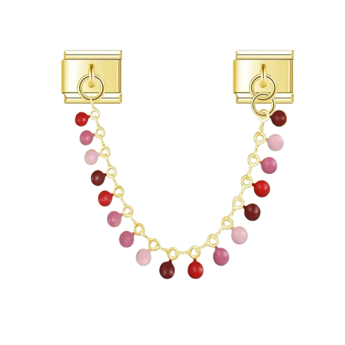 Double gold charms in shades of pink