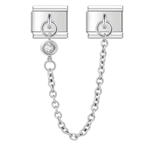 تشارمز فضي مزدوج سلسلة بكرستالة