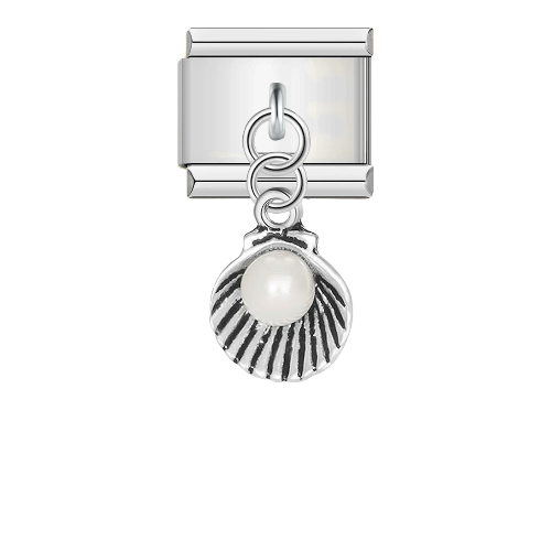 Silver shell pendant charm