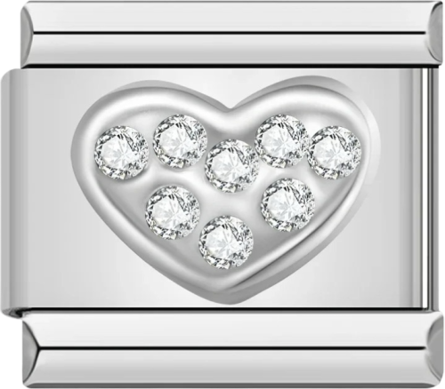 تشارمز فضي قلب بكرستالات