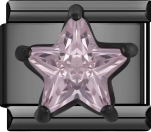 Black charms with a pink star