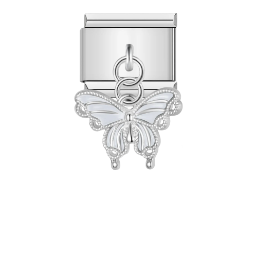 تشارمز معلق فضي فراشه بيضاء