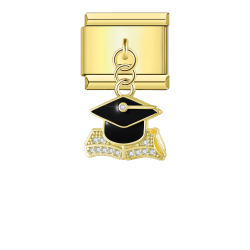 Gold pendant charm, graduation cap