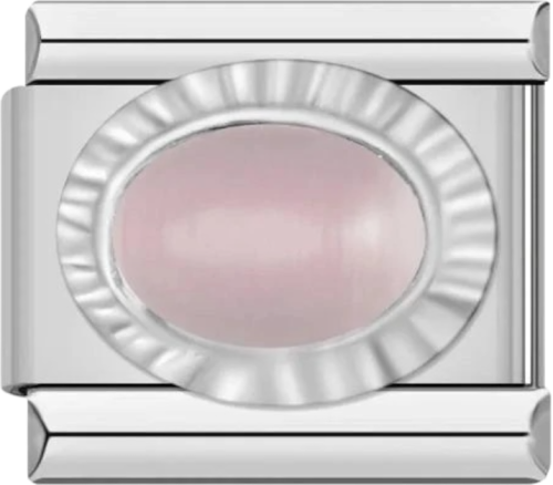 تشارمز فضي حجر وردي بيضاوي