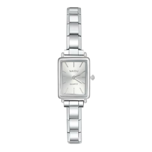 ساعة Viva مستطيلة بواجهة فضية