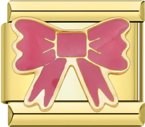 تشارمز ذهبي فيونكة وردية