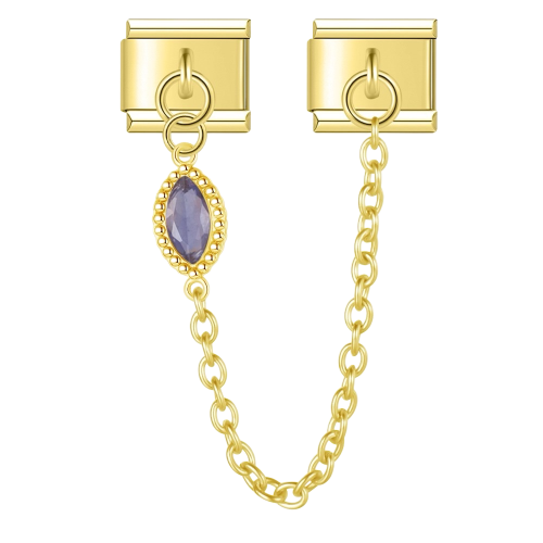تشارمز مزدوج ذهبي بحجر بنفسجي