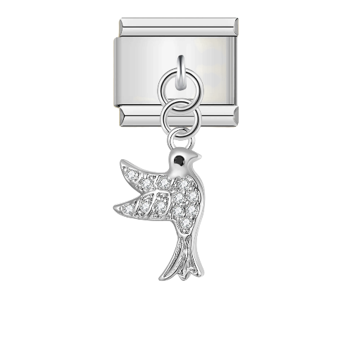 Silver hanging bird charm