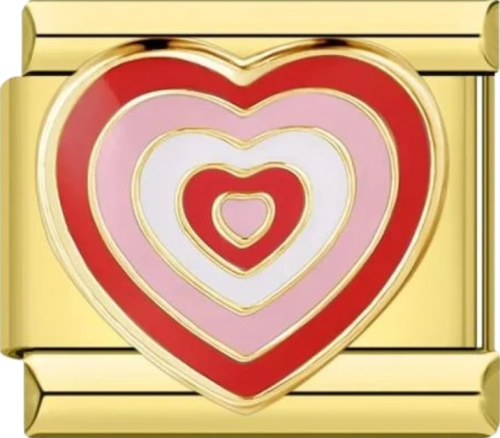 تشارمز ذهبي قلب باللون الاحمر والوردي