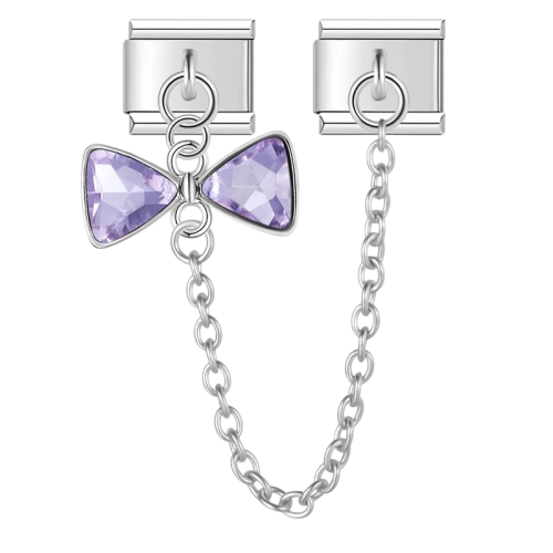 تشارمز فضي مزدوج سلسلة بفيونكة بنفسجية