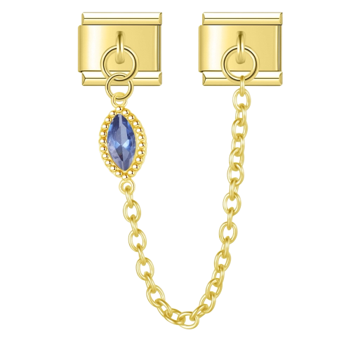 تشارمز مزدوج ذهبي بحجر ازرق