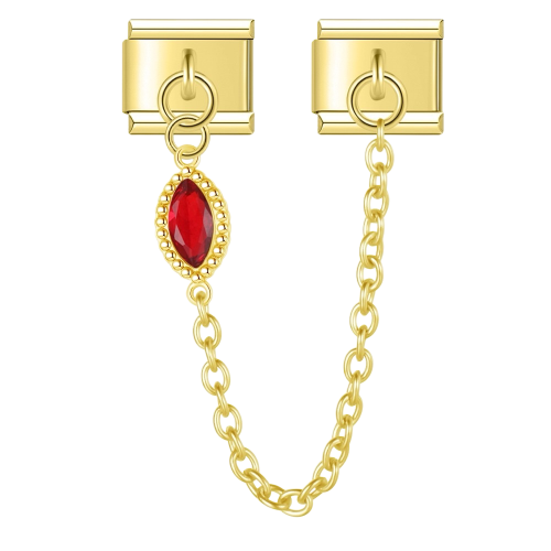 تشارمز مزدوج ذهبي بحجر احمر