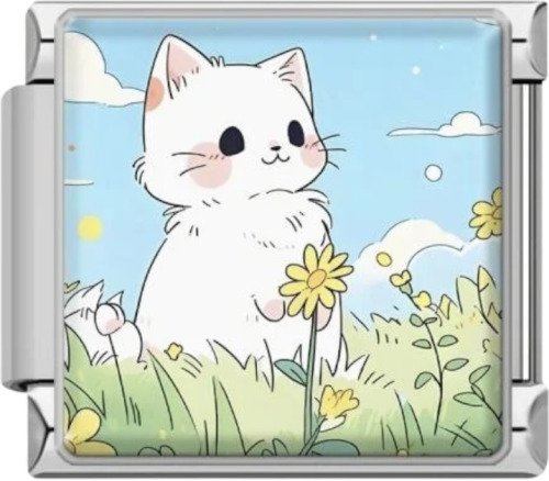 تشارمز فضي قطة داخل حقل ورد