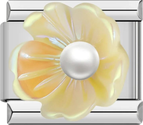 تشارمز فضي وردة بارزة باللون الاصفر