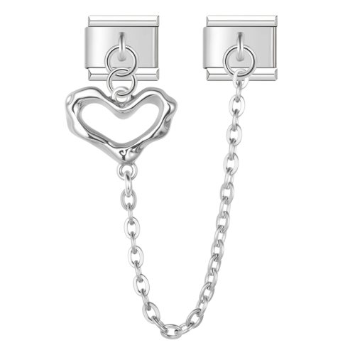 تشارمز فضي مزدوج قلب بسلسة