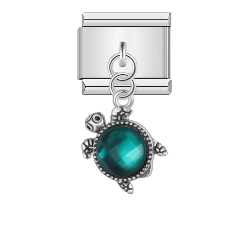 تشارمز معلق فضي سلحفاه خضراء