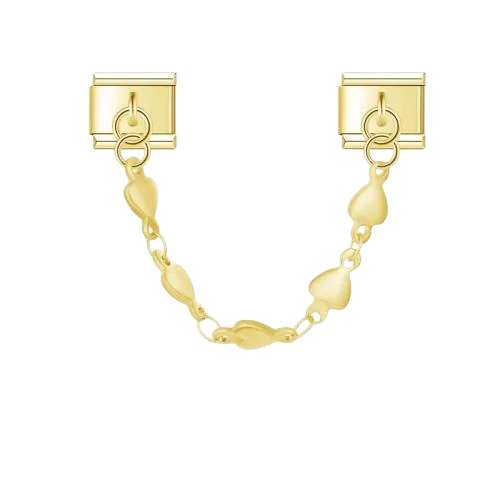 تشارمز ذهبي مزدوج على شكل سلسلة مزينة بالقلوب