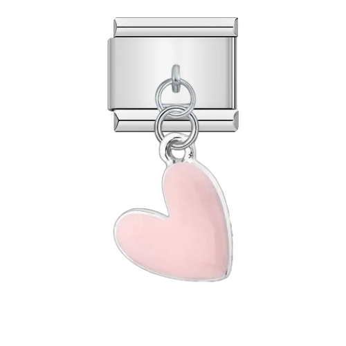 تشارمز معلق فضي قلب وردي