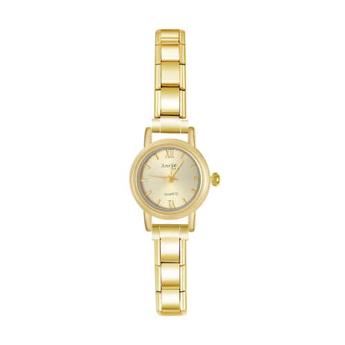 ساعة Viva باللون الذهبي بواجهة دائرية صغيرة