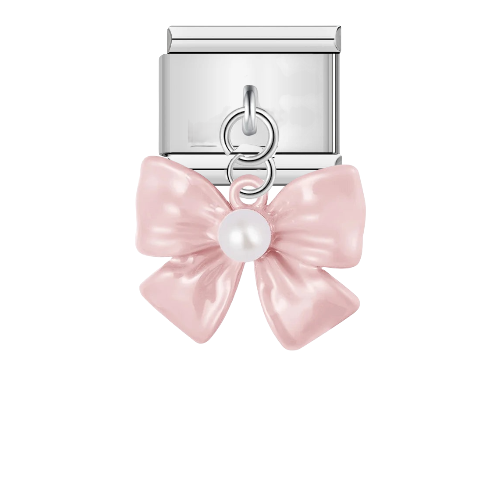 تشارمز معلق فضي فيونكة وردية