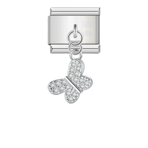 Charm, silver pendant, small butterfly