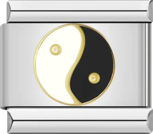 تشارمز فضي دائرة باللون الاسود والابيض