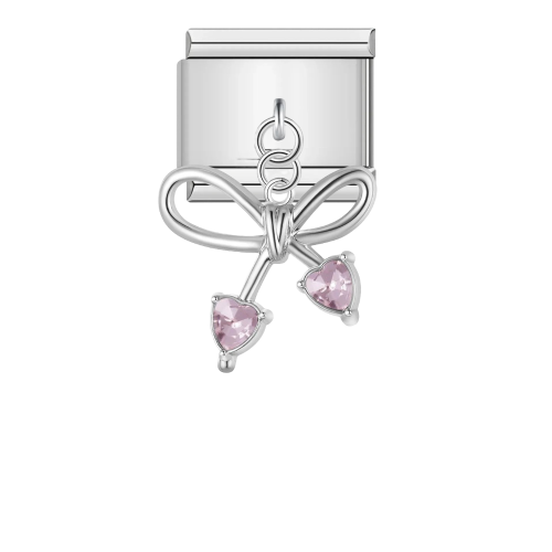 تشارمز معلق فضي فيونكة بكرستال وردي