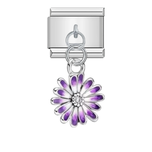 تشارمز معلق فضي بزهرة بنفسجية