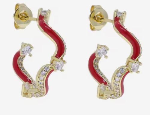 حلق احمر مموج /Wavy Red Earring