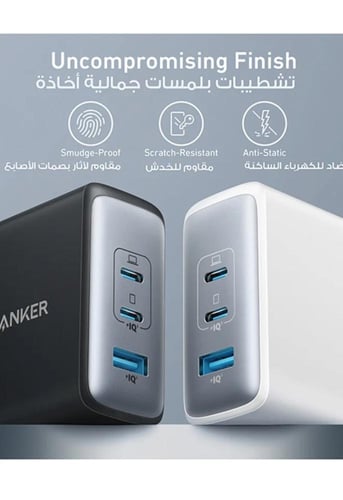 محول شاحن Anker بمنفذ USB Type-C مزدوج – أسود