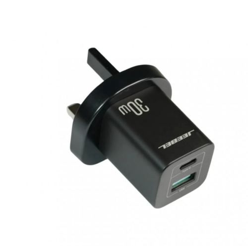 شاحن جداري جيبل 30 واط PD منفذ USB-C ومنفذ USB مع كابل تايب سي C أسود