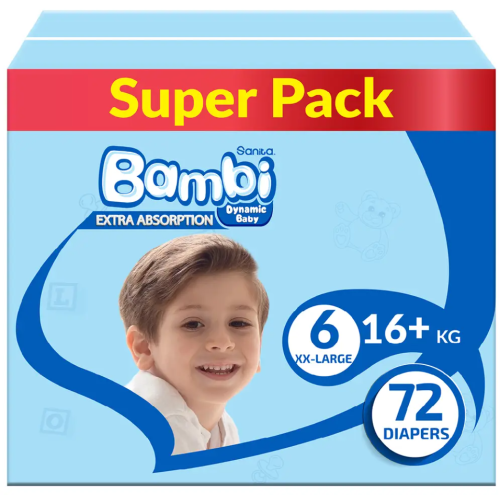 بامبي مقاس (6) صندوق جامبو 72 حفاضة